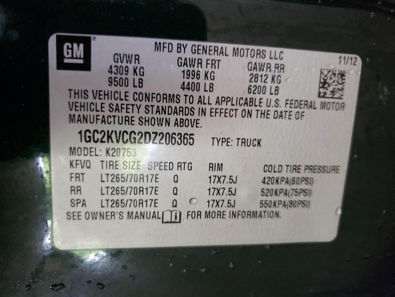 Photo 10 from auction – 2013 CHEVROLET SILVERADO with VIN 1GC2KVCG2DZ206365