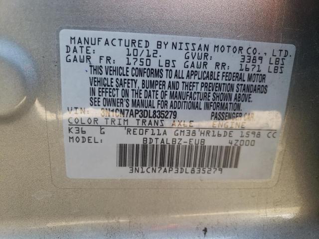 Photo 10 from auction – 2013 NISSAN VERSA S with VIN 3N1CN7AP3DL835279