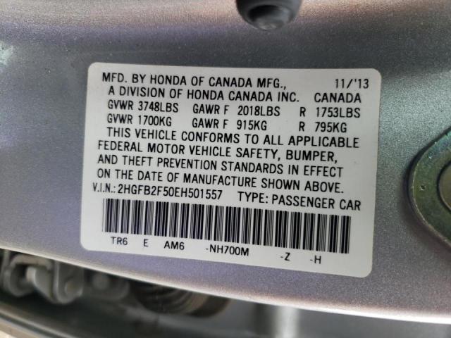 Photo 10 from auction – 2014 HONDA CIVIC LX with VIN 2HGFB2F50EH501557