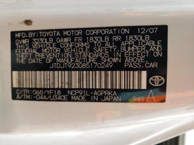 Photo 10 from auction – 2008 TOYOTA YARIS with VIN JTDJT923085170249
