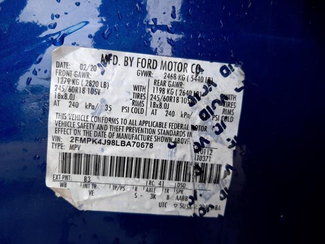 Photo 10 from auction – 2020 FORD EDGE SEL with VIN 2FMPK4J98LBA70678