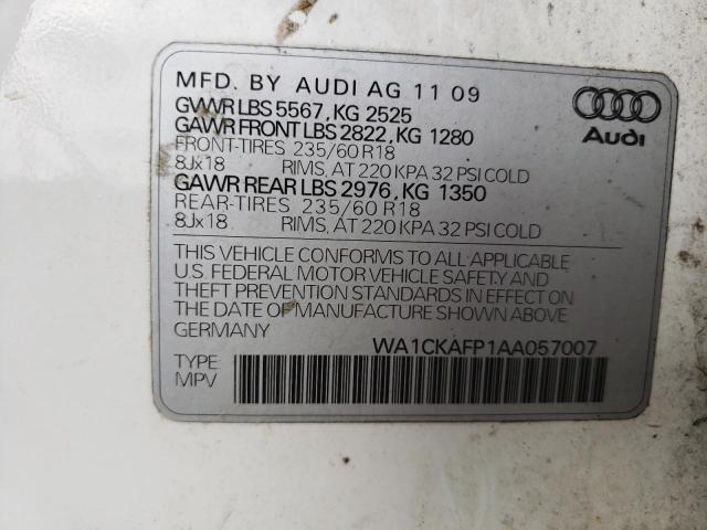 Photo 10 from auction – 2010 AUDI Q5 PREMIUM with VIN WA1CKAFP1AA057007