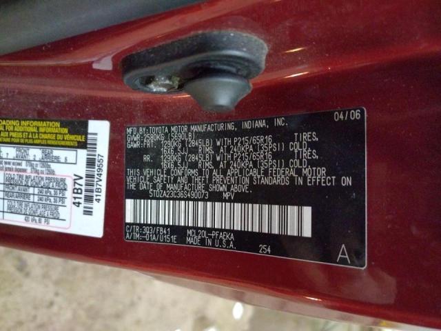 Photo 10 from auction – 2006 TOYOTA SIENNA CE/ with VIN 5TDZA23C36S490073