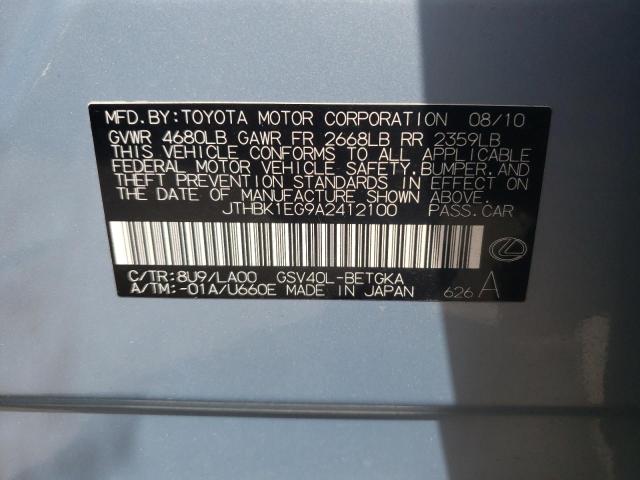 Photo 10 from auction – 2010 LEXUS ES 350 with VIN JTHBK1EG9A2412100