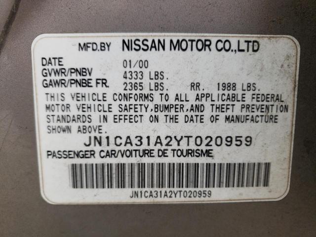 Photo 10 from auction – 2000 NISSAN MAXIMA GLE with VIN JN1CA31A2YT020959