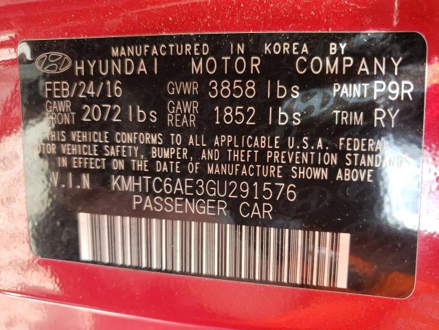 Photo 10 from auction – 2016 HYUNDAI VELOSTER T with VIN KMHTC6AE3GU291576