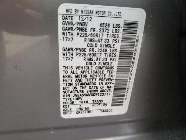 Photo 10 from auction – 2013 NISSAN ROGUE S with VIN JN8AS5MVXDW123717