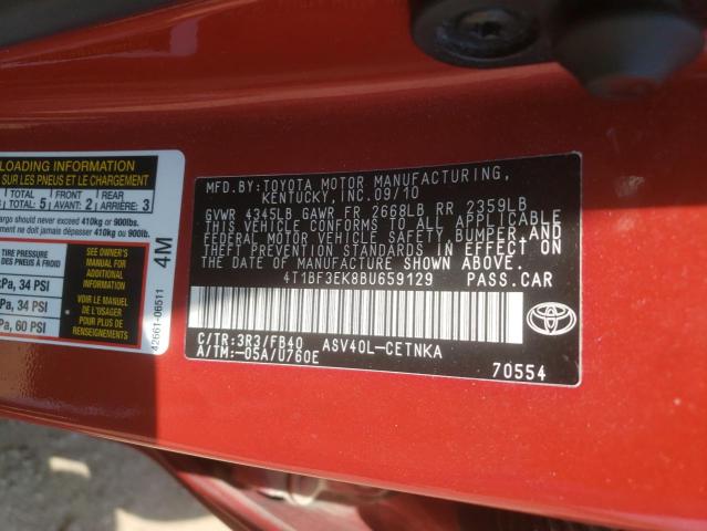 Photo 10 from auction – 2011 TOYOTA CAMRY BASE with VIN 4T1BF3EK8BU659129