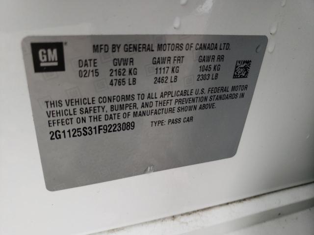 Photo 10 from auction – 2015 CHEVROLET IMPALA LT with VIN 2G1125S31F9223089
