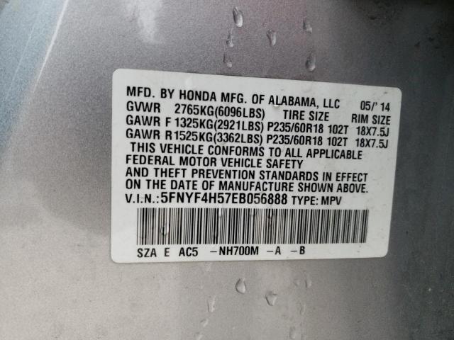 Photo 10 from auction – 2014 HONDA PILOT EXL with VIN 5FNYF4H57EB056888