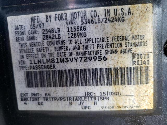Photo 10 from auction – 1997 LINCOLN TOWN CAR E with VIN 1LNLM81W3VY729956