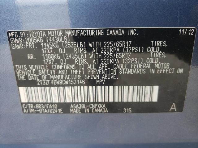 Photo 10 from auction – 2012 TOYOTA RAV4 with VIN 2T3ZF4DV8CW153146