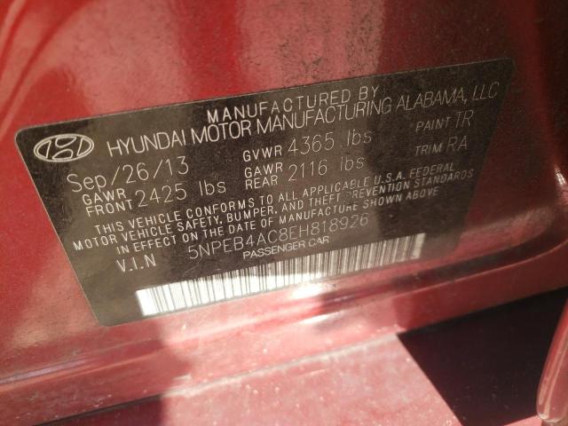 Photo 10 from auction – 2014 HYUNDAI SONATA GLS with VIN 5NPEB4AC8EH818926