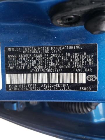 Photo 10 from auction – 2017 TOYOTA CAMRY LE with VIN 4T1BF1FK7HU777877