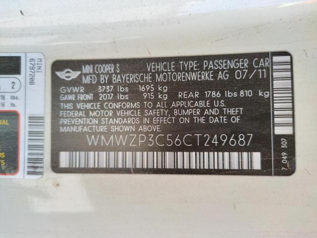 Photo 10 from auction – 2012 MINI COOPER S with VIN WMWZP3C56CT249687