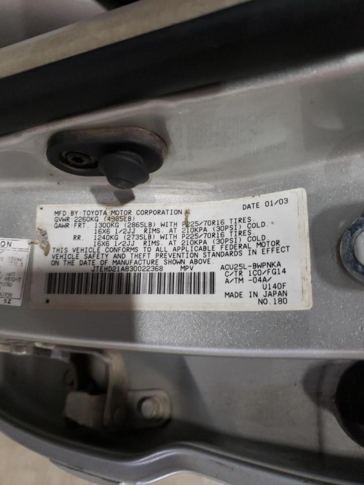 Foto 10 de la subasta – 2003 TOYOTA HIGHLANDER con VIN JTEHD21A830022368