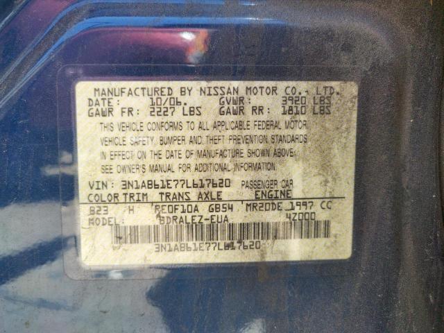 Photo 10 from auction – 2007 NISSAN SENTRA 2.0 with VIN 3N1AB61E77L617620