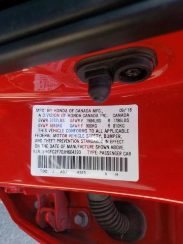 Photo 10 from auction – 2018 HONDA CIVIC EX with VIN 2HGFC2F70JH604390
