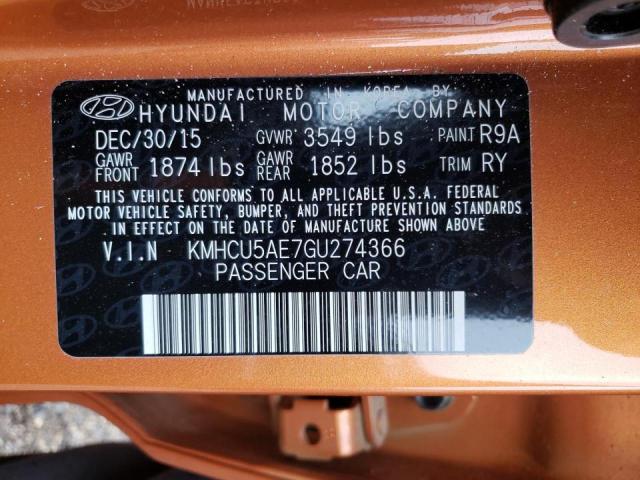 Photo 10 from auction – 2016 HYUNDAI ACCENT SPO with VIN KMHCU5AE7GU274366
