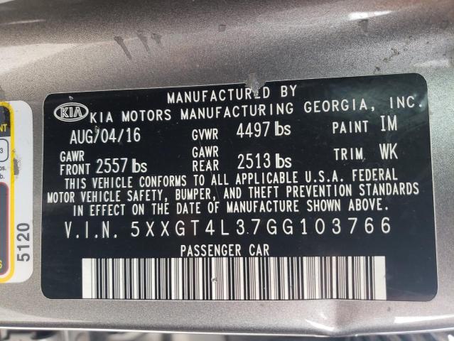 Photo 10 from auction – 2016 KIA OPTIMA LX with VIN 5XXGT4L37GG103766