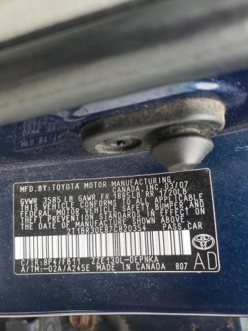 Photo 10 from auction – 2007 TOYOTA COROLLA CE with VIN 2T1BR30E87C820354