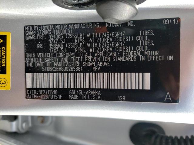 Photo 10 from auction – 2013 TOYOTA HIGHLANDER with VIN 5TDBK3EH8DS265884