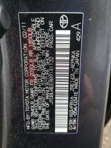 Photo 10 from auction – 2011 TOYOTA COROLLA BA with VIN JTDBU4EE8B9141132