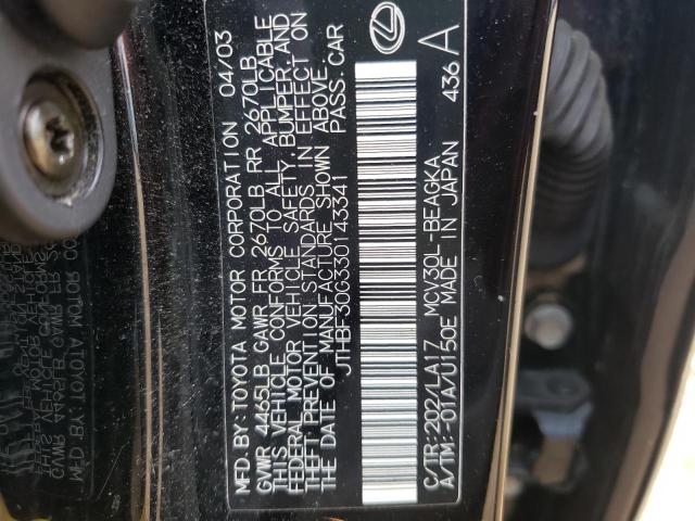 Photo 10 from auction – 2003 LEXUS ES 300 with VIN JTHBF30G330143341