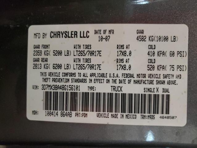 Photo 10 from auction – 2008 DODGE RAM 3500 S with VIN 3D7MX38A48G156101