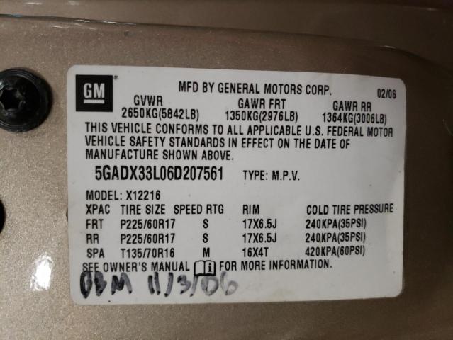 Photo 10 from auction – 2006 BUICK TERRAZA CX with VIN 5GADX33L06D207561