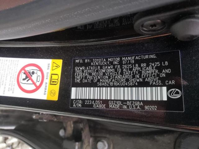 Photo 10 from auction – 2019 LEXUS ES 350 with VIN 58ABZ1B16KU045874