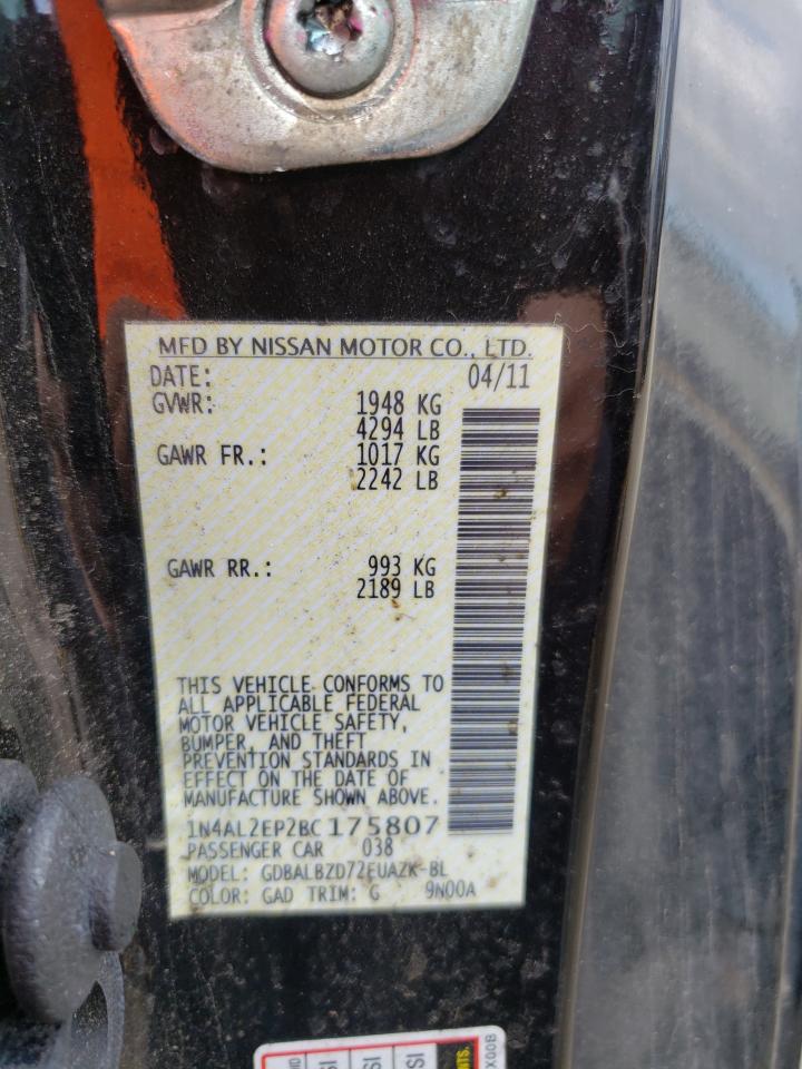 Photo 10 from auction – 2011 NISSAN ALTIMA S with VIN 1N4AL2EP2BC175807