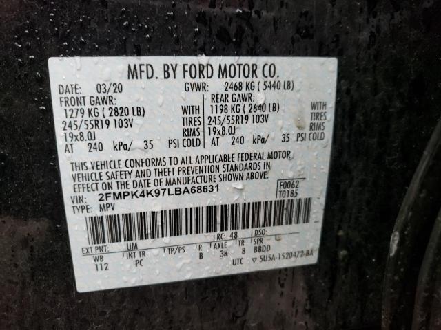 Photo 10 from auction – 2020 FORD EDGE TITAN with VIN 2FMPK4K97LBA68631