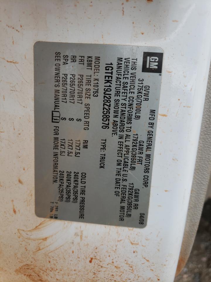 Photo 10 from auction – 2008 GMC SIERRA K15 with VIN 1GTEK19J28Z258576
