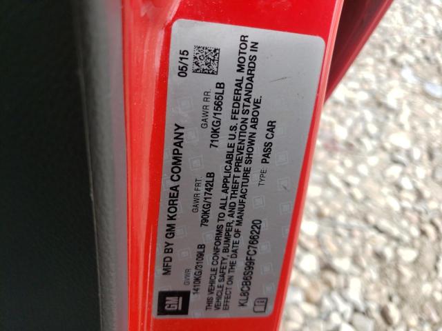 Photo 10 from auction – 2015 CHEVROLET SPARK LS with VIN KL8CB6S99FC766220