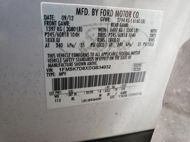 FORD EXPLORER X 2013 with VIN 1FM5K7D8XDGB34032 - Photo from auction