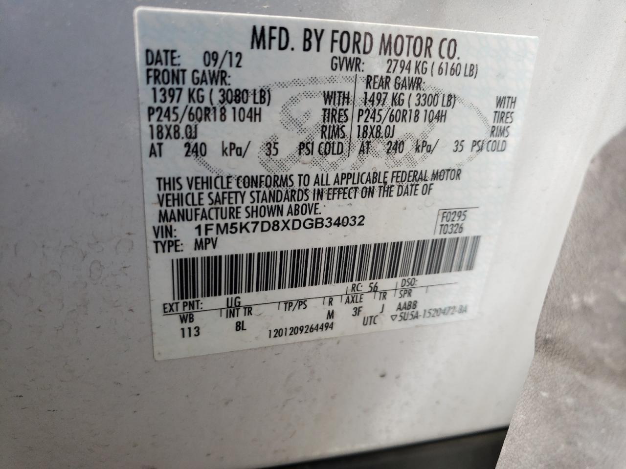 Photo 11 from auction – 2013 FORD EXPLORER X with VIN 1FM5K7D8XDGB34032