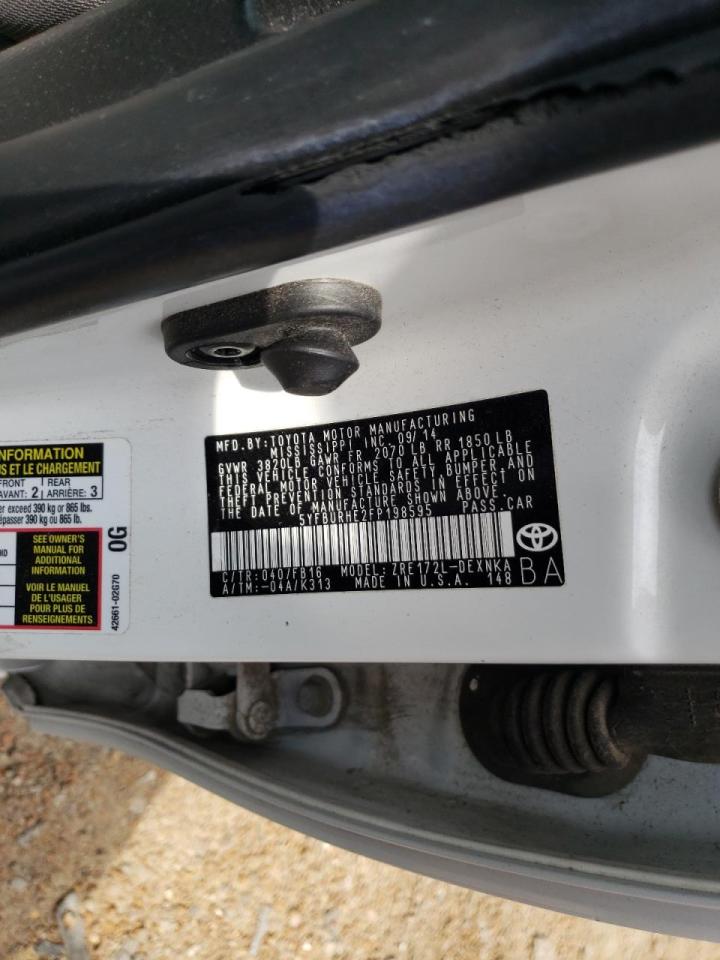 Photo 10 from auction – 2015 TOYOTA COROLLA L with VIN 5YFBURHE2FP198595