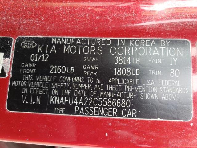 Photo 10 from auction – 2012 KIA FORTE EX with VIN KNAFU4A22C5586680