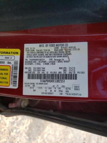 Photo 10 from auction – 2014 FORD FUSION SE with VIN 1FA6P0HD0E5382351