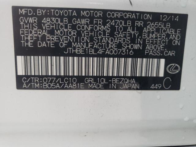 Photo 10 from auction – 2015 LEXUS GS 350 with VIN JTHBE1BL4FA007316