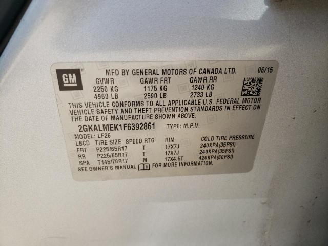 Photo 10 from auction – 2015 GMC TERRAIN SL with VIN 2GKALMEK1F6392861