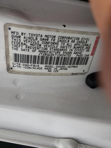 Photo 10 from auction – 2001 TOYOTA CAMRY CE with VIN JT2BG22K710604752