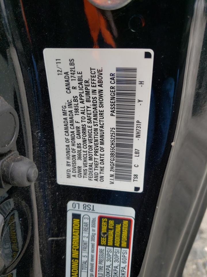 Photo 10 from auction – 2012 HONDA CIVIC LX with VIN 2HGFG3B55CH522575