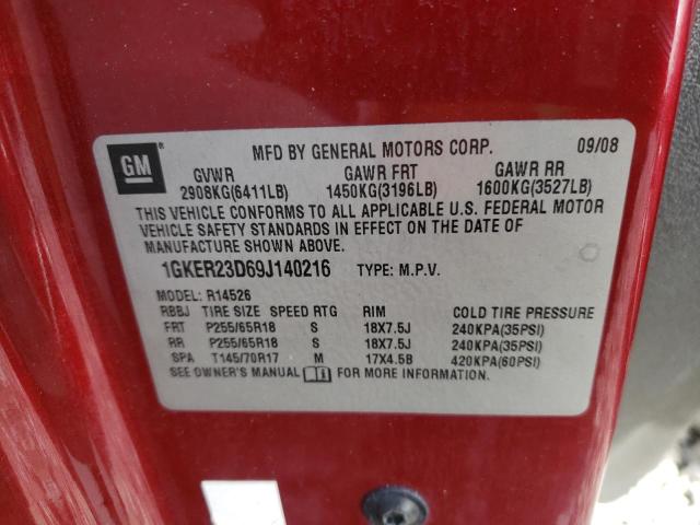 Photo 10 from auction – 2009 GMC ACADIA SLT with VIN 1GKER23D69J140216