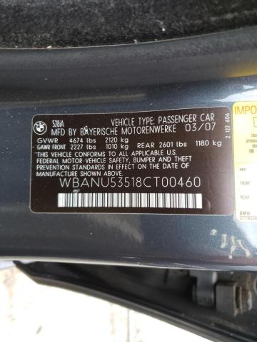 Photo 10 from auction – 2008 BMW 528 I with VIN WBANU53518CT00460