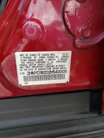 Photo 10 from auction – 2002 ACURA MDX with VIN 2HNYD18202H543005