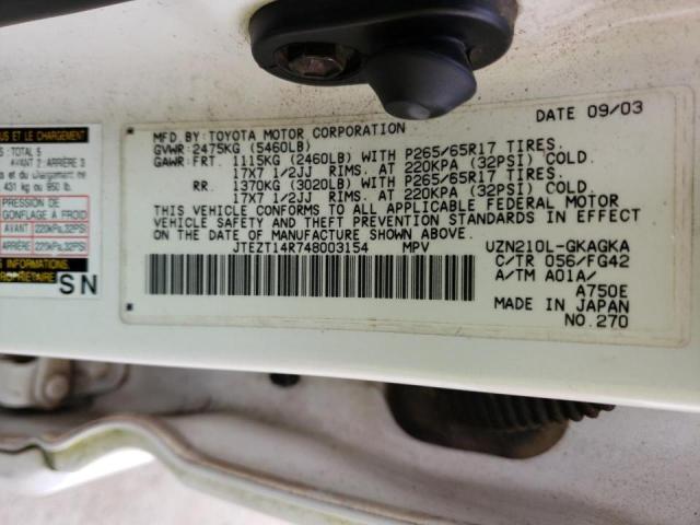 Photo 10 from auction – 2004 TOYOTA 4RUNNER SR with VIN JTEZT14R748003154