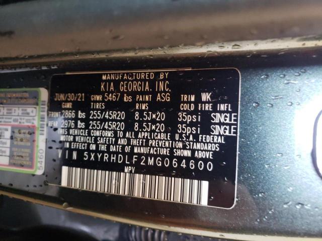 Photo 10 from auction – 2021 KIA SORENTO EX with VIN 5XYRHDLF2MG064600