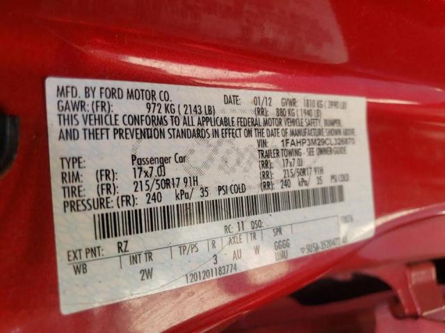 Photo 10 from auction – 2012 FORD FOCUS SEL with VIN 1FAHP3M29CL326870